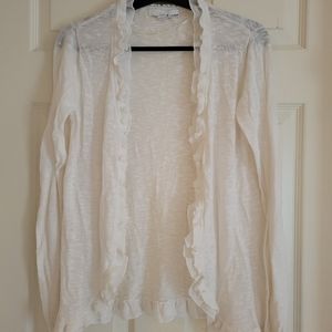 Heathered White Frilly Cardigan